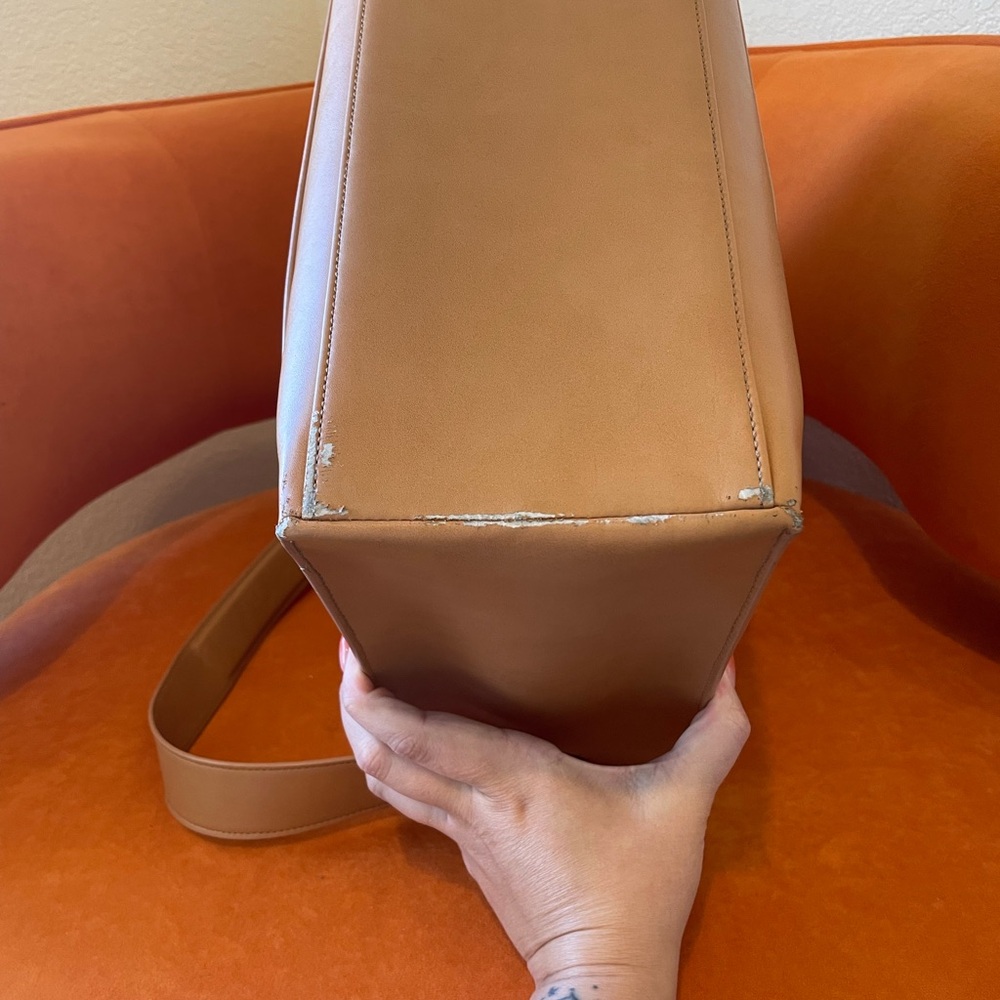 Dagne Dover Tan Leather Tote Shoulder Bag - Picture 4 of 12